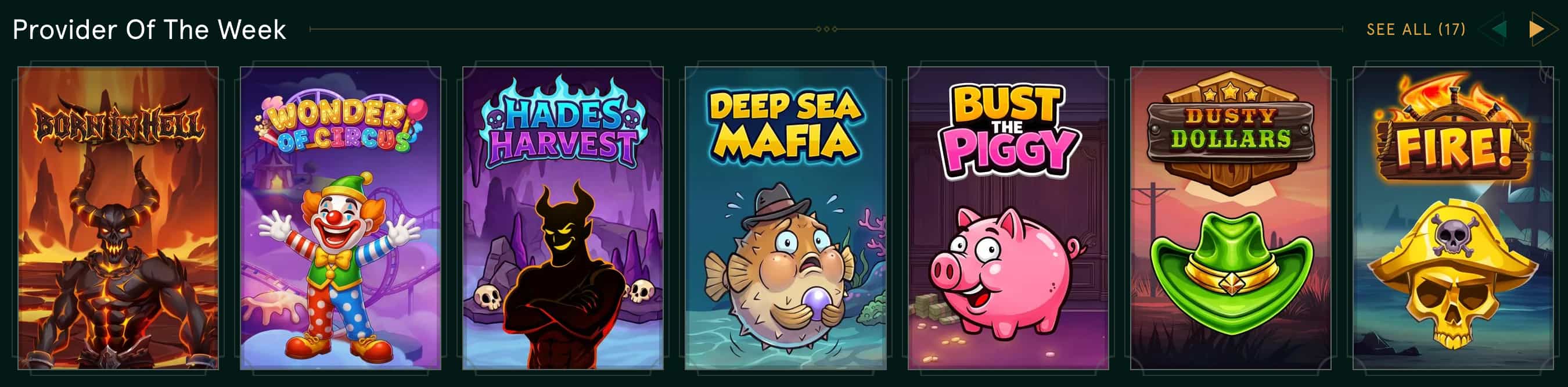 Casinia games library categories for Canada including live dealer tables and game shows